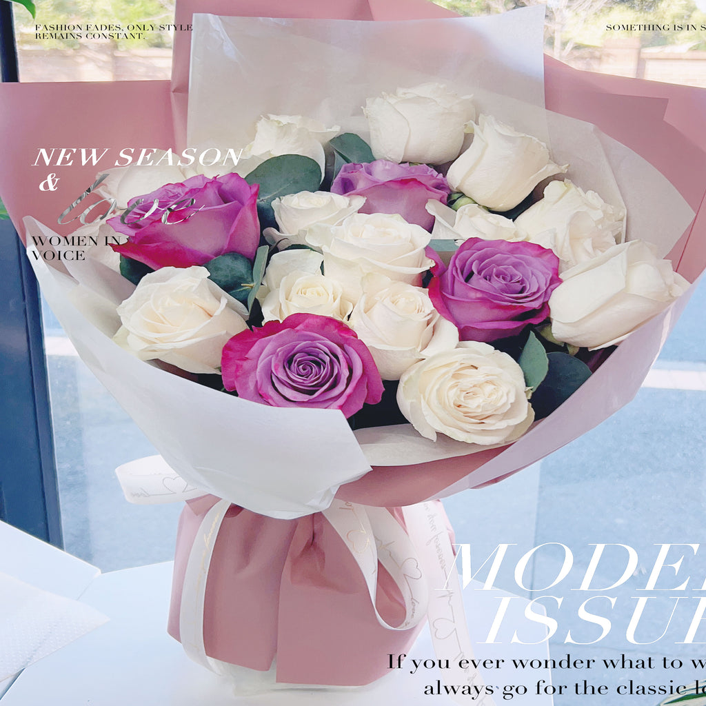 Melbourne florist  birthday flowers bouquet with white and purple color