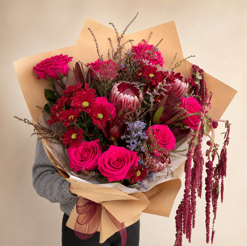 d.Native Bouquet with Roses | Melbourne Florist Delivery | Omeo Flowers