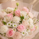 Blush Pink Rose & Lisianthus Bouquet | Melbourne Flower Delivery | Omeo Flowers