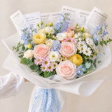 Blue Delphinium, Lisianthus & Roses | Pastel Bouquet Melbourne