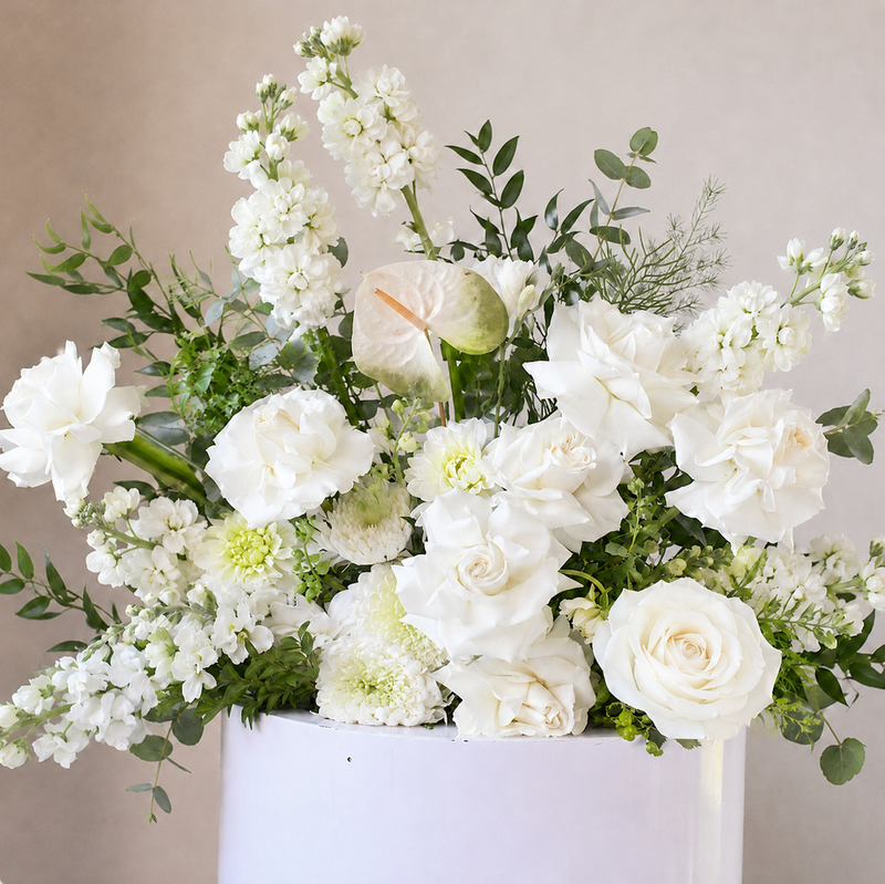 White & Green Table Flower Arrangement Melbourne