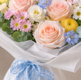 Blue Delphinium, Lisianthus & Roses | Pastel Bouquet Melbourne