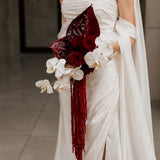 Crimson Orchid Bridal Bouquet Modern Red &amp; White Wedding Bouquet in Melbourne