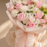 Blush Pink Rose & Lisianthus Bouquet | Melbourne Flower Delivery | Omeo Flowers