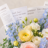 Blue Delphinium, Lisianthus & Roses | Pastel Bouquet Melbourne