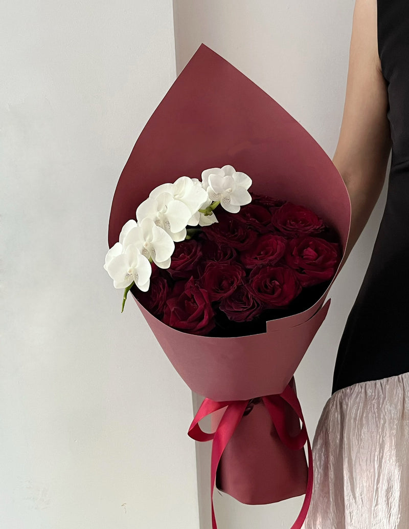 Carnegie Florist orchid + red roses bouquet in Melbourne