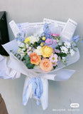 Melbourne proposal Valentine's Day blue colors theme flowers bouquet