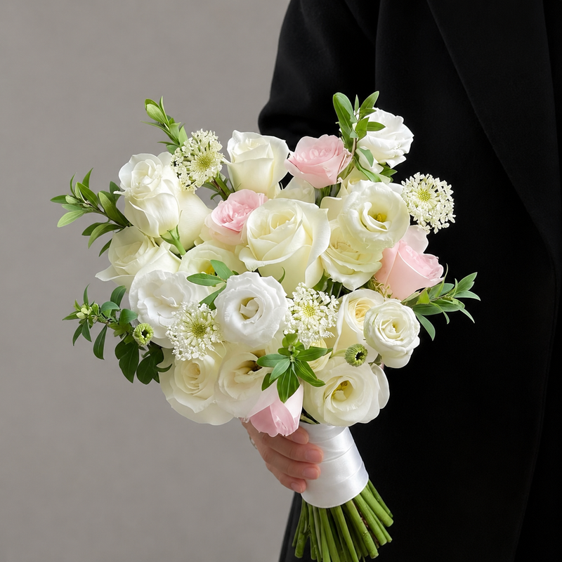 Blush Pink & White Rose Wedding Bridal Bouquet Melbourne