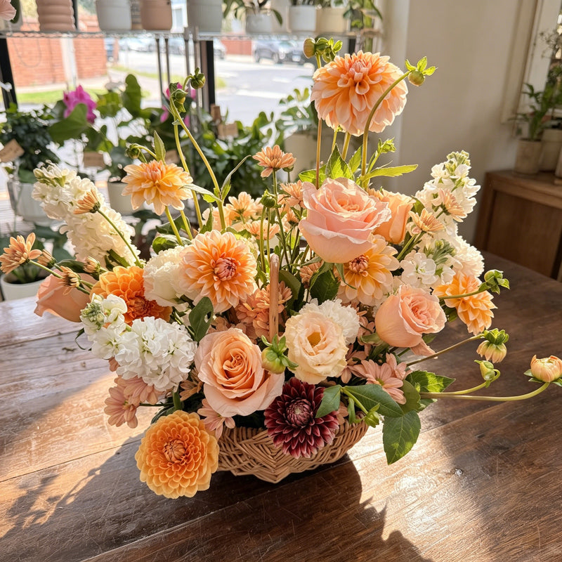 Carnegie florist basket flower arrangement