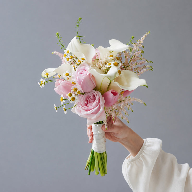 Blush Calla Lily Bridal Bouquet Elegant Pink &amp; White Wedding Bouquet in Melbourne