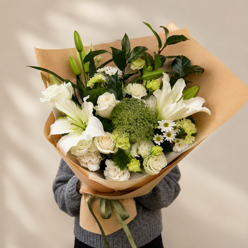 Little Forest White & Green Bouquet | Melbourne Florist Delivery | Omeo Flowers